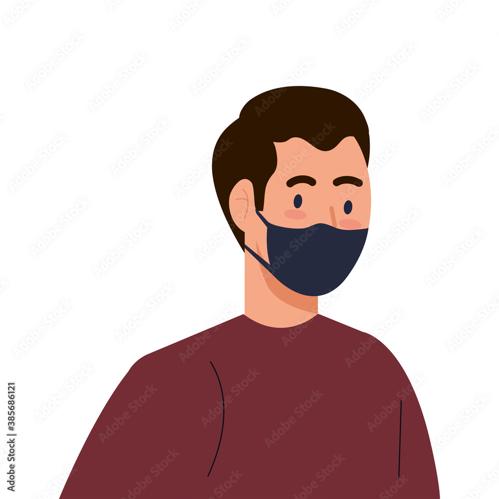 New normal of man with mask design of covid 19 virus and prevention theme Vector illustration