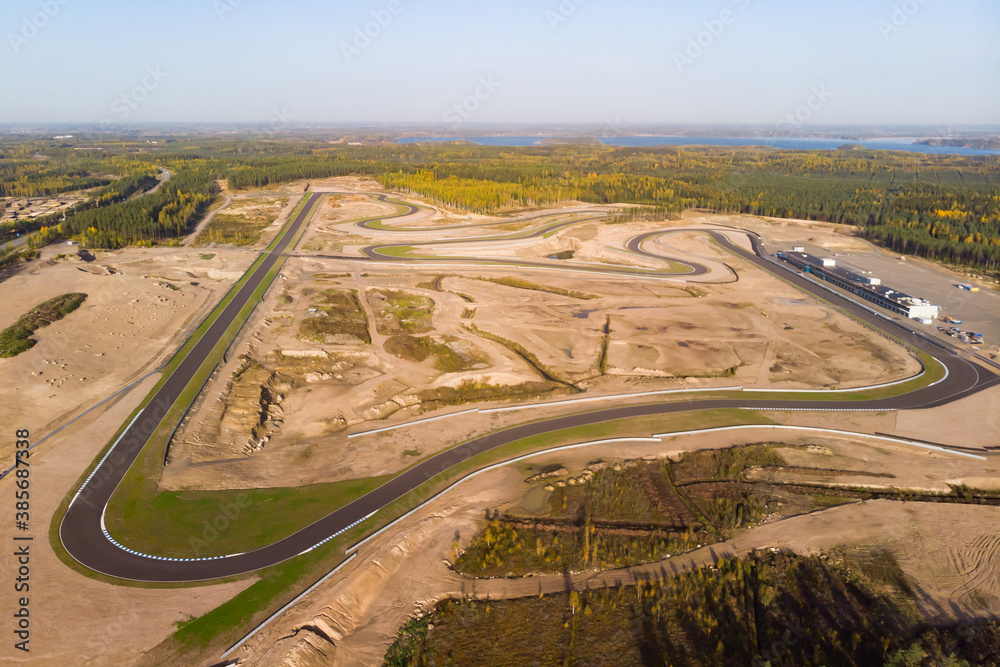 Aerial view of the race track in Finland Aerial view of the race track in Finland