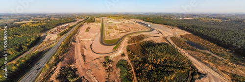 Aerial panoramic view of the race track in Finland photo