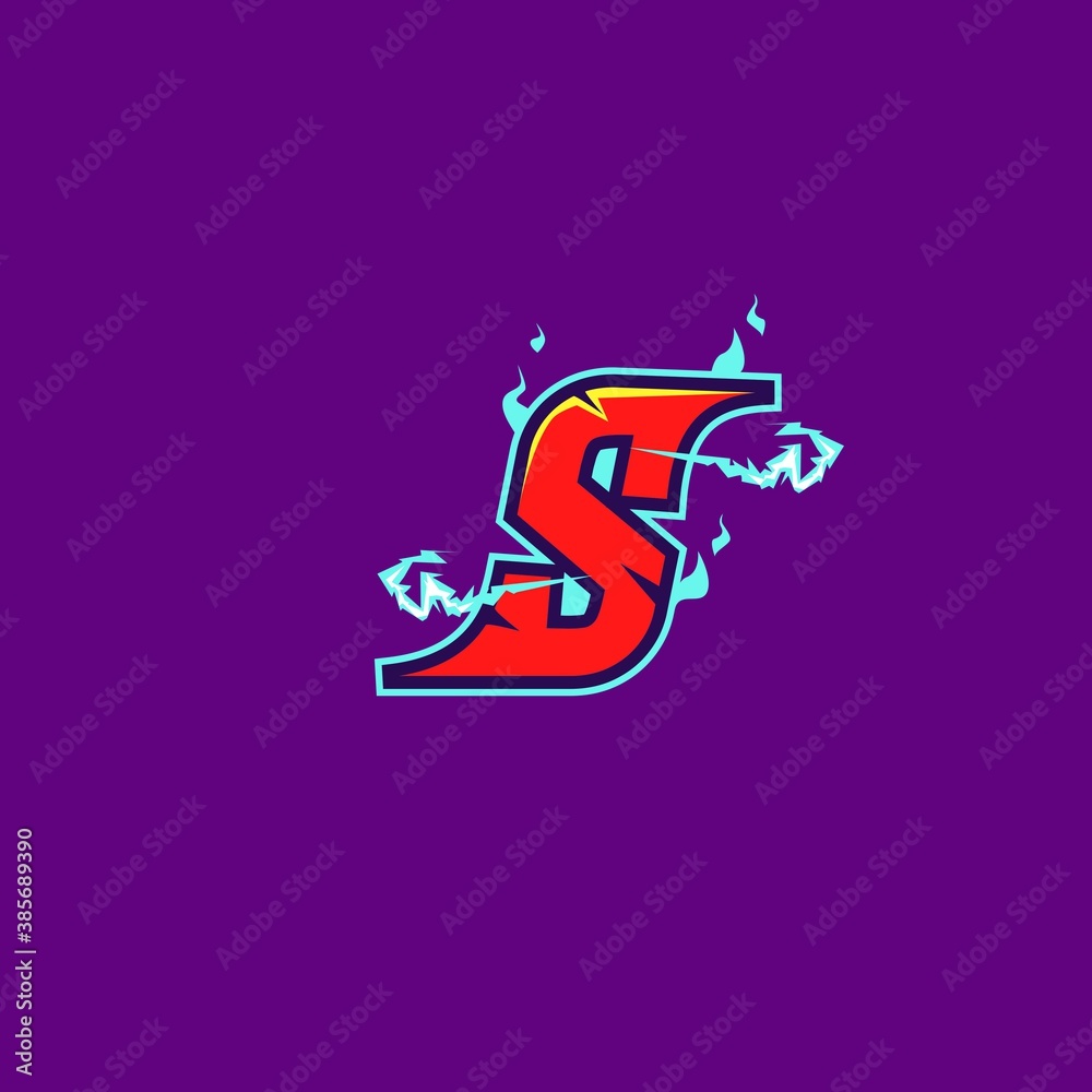 Vector logo e sport letter s with lightning effect