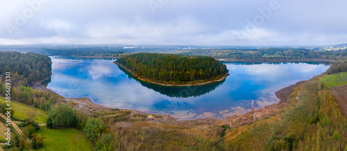 Drones panorama in the autumnal lake landscape of the Upper Palatinate photo