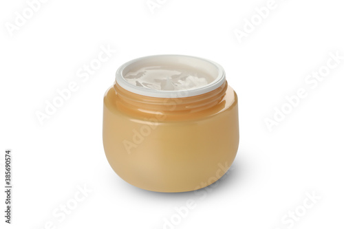Cosmetic cream in jar isolated on white background