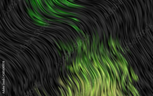 Dark Green vector background with bent lines.