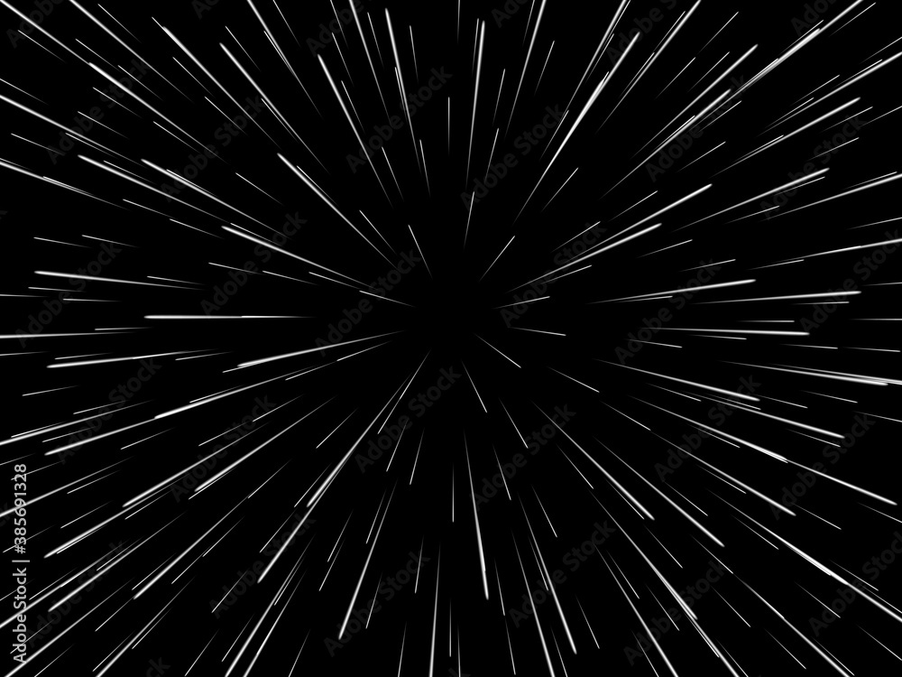 Space speed. Abstract starburst dynamic lines or rays. Vector illustration