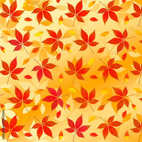 Natural red, orange and yellow autumn foliage decoration pattern