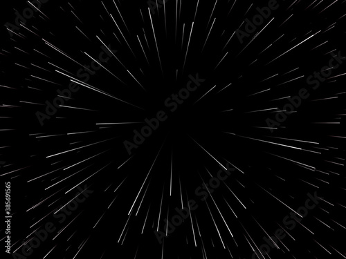 Space speed. Abstract starburst dynamic lines or rays. Vector illustration