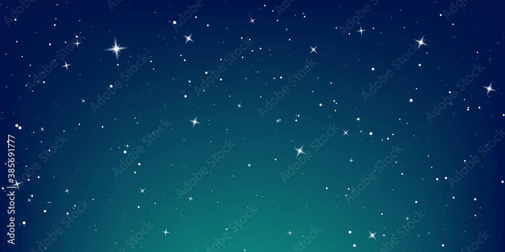 Fototapeta premium Dark night sky. Starry sky color background. Infinity space with shiny stars. Vector illustration