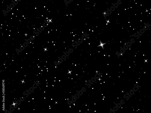 Starry sky. Dark night sky. Infinity space with shiny stars. Mystery dark Universe. Vector background