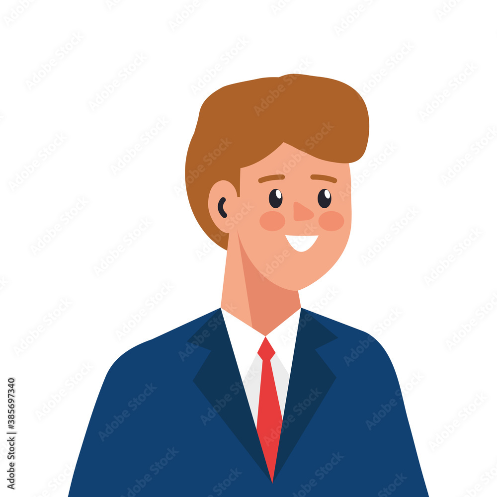Businessman cartoon with suit isolated design, business and management theme Vector illustration