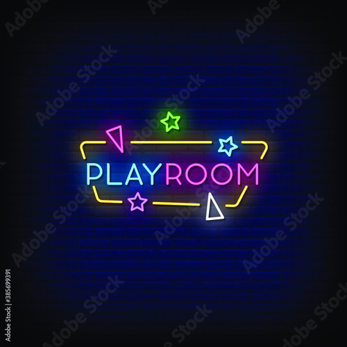 Play Room Neon Signs Style Text Vector