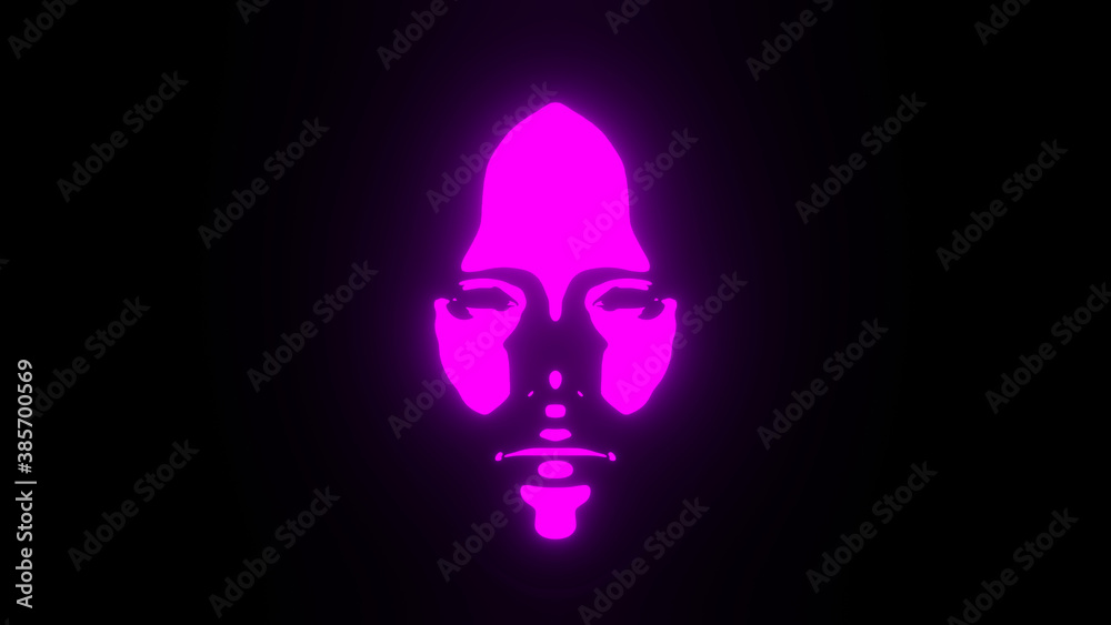 Kopf eines Menschen, künstlerische Verfremdung in Pink, schwarzer Hintergrund Kopf eines Menschen, künstlerische Verfremdung in Pink, schwarzer Hintergrund