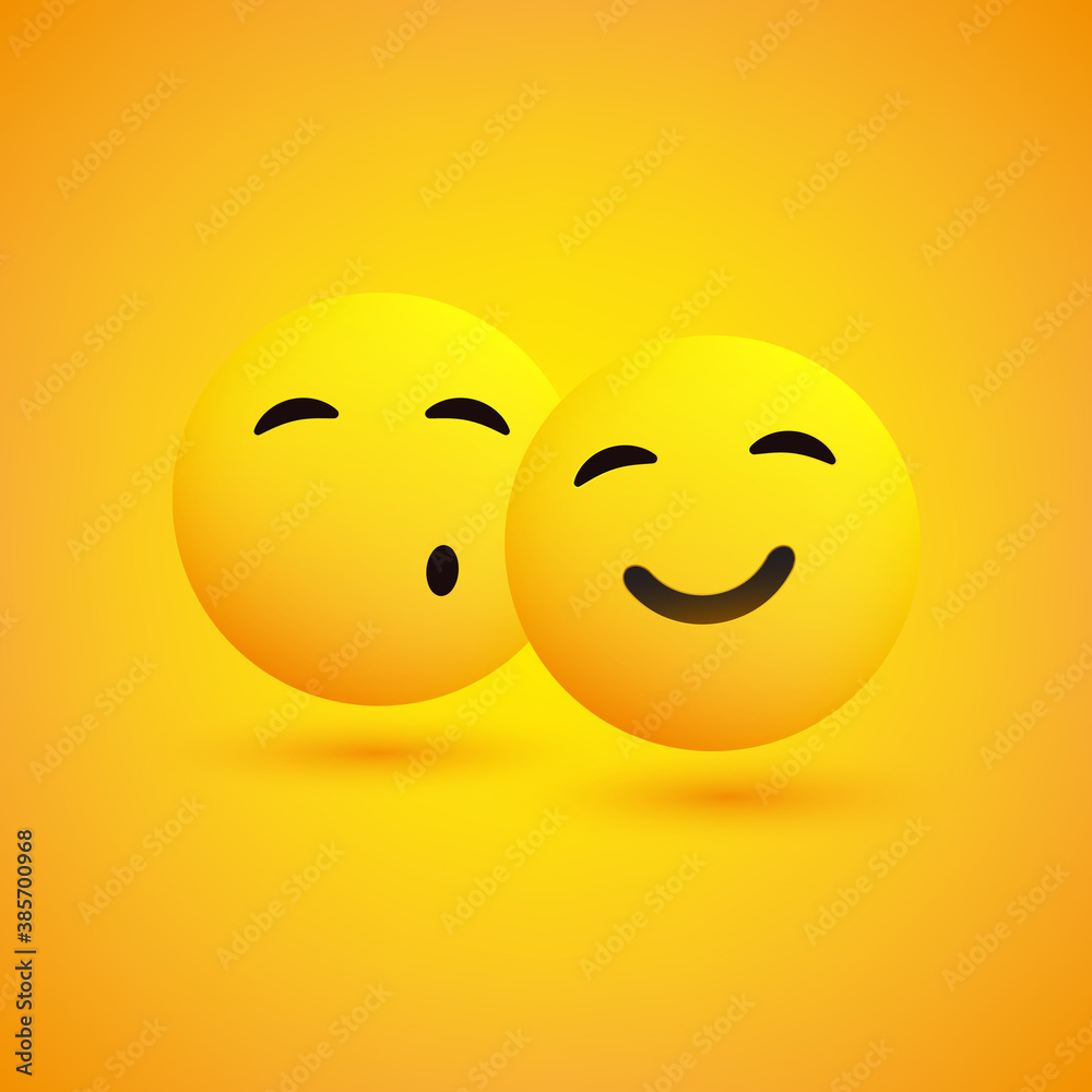 Cheek Kiss - Happy Emoticons on a Yellow Background - Vector [llustration Cheek Kiss - Happy Emoticons on a Yellow Background - Vector [llustration