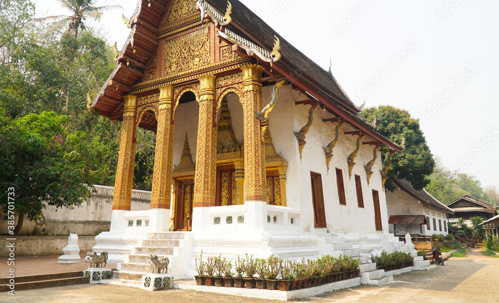 Wat Xieng Thong Buddhist Temple Pagoda in Luang Prabang, Laos.