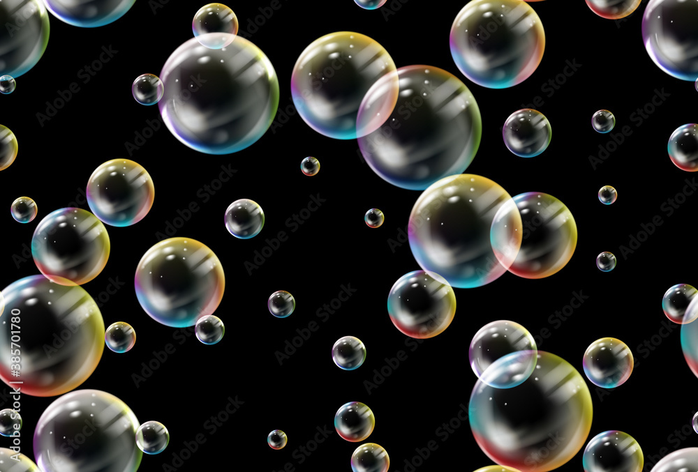 Soap bubbles seamless pattern. Vector