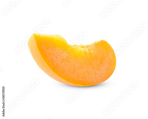 Yellow peache fruit isolated on a white background.