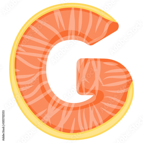 
Fruit alphabet letter G, flat vector icon
