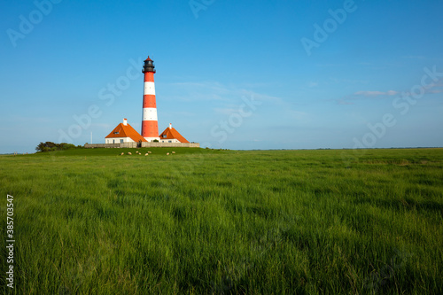 Schleswig-Holstein, Nordseeküste, Eiderstedt, Nordfriesland, Westerhever, Westerhever Leuchtturm.