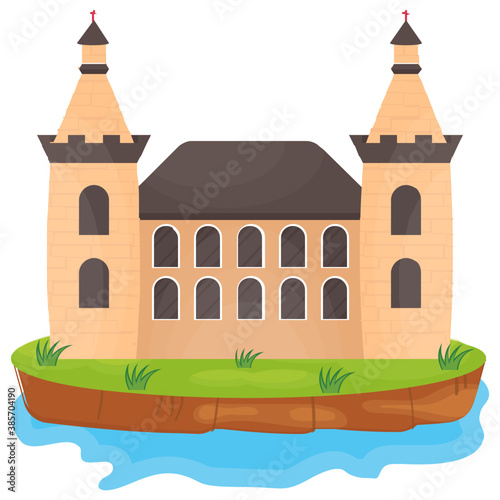 
A flat icon vector denoting castle 

