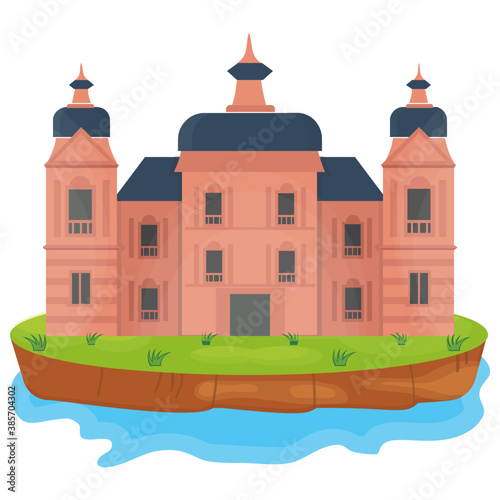 
A flat icon vector denoting castle 
