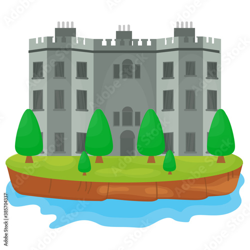 
A flat icon vector denoting castle 

