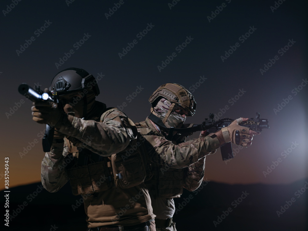 soldiers squad in night mission