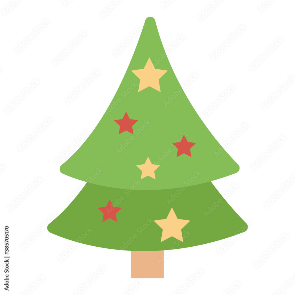 Obraz premium spruce tree, christmas tree with lights and star 