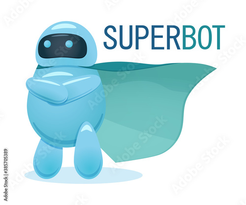 Cute super bot standing with crossed arms