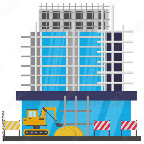 
A scaffolding building which is in construction, commercial construction
