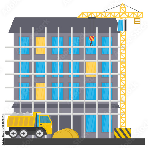 
A scaffolding building which is in construction, commercial construction
