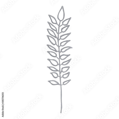 silver tropical leaves drawn with marker (600 DPI)