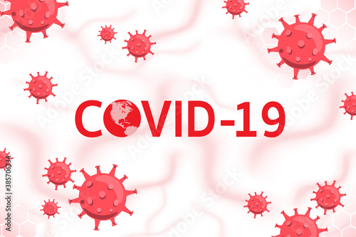 Inscription COVID-19 pandemic risk background vector illustration design.	

