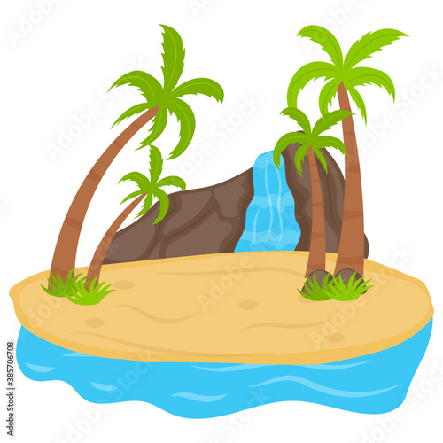  An island with trees and in a seaside, tropical island   © Vectors Market