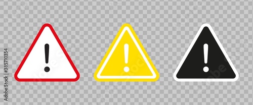 Caution signs set. Exclamation mark. Triangle warning icon