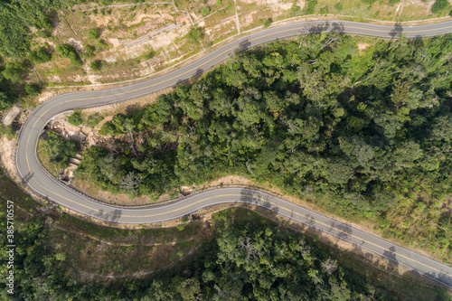 Road to Bokor in Kampot Cambodia , Bokor national park cambodia Aerial drone Photo