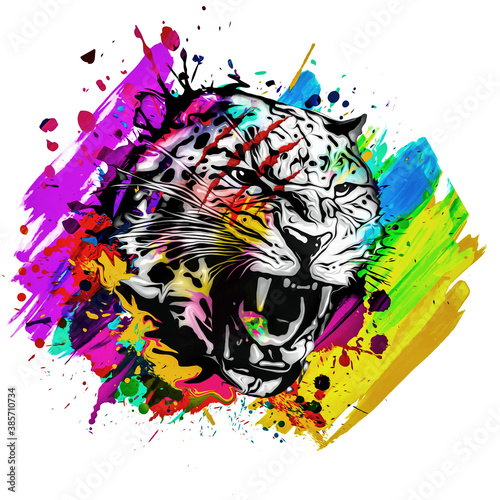 Fototapeta Naklejka Na Ścianę i Meble -  bright colorful art with tiger head 
