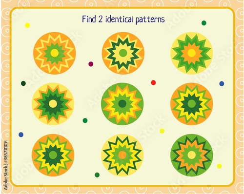 logic game for children. find 2 identical patterns