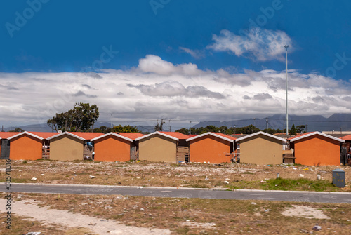 low cost terraced houses in a township of Cape Town, South Africa 
