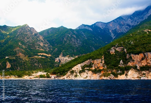 Chalkidiki. Orthodox monastery on the peninsula of Agios Oros in Greece. photo