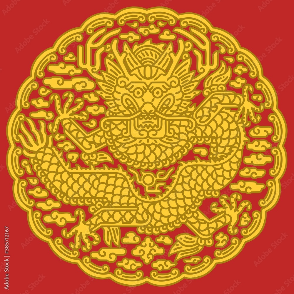 Korean traditional pattern for dragon robes. Dragon robes were the everyday dress of the emperors or kings of  Korea (Goryeo and Joseon dynasties). Vector illustration.