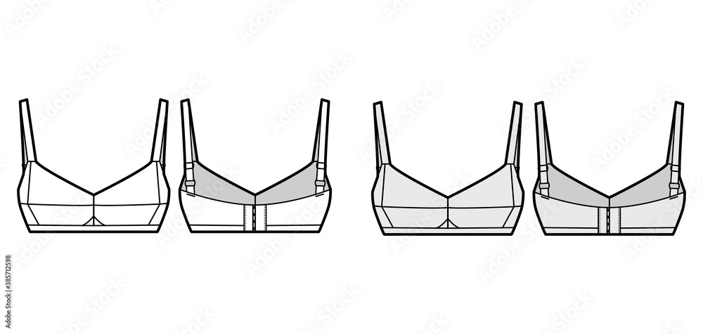 Bra bullet lingerie technical fashion illustration with wide adjustable ...