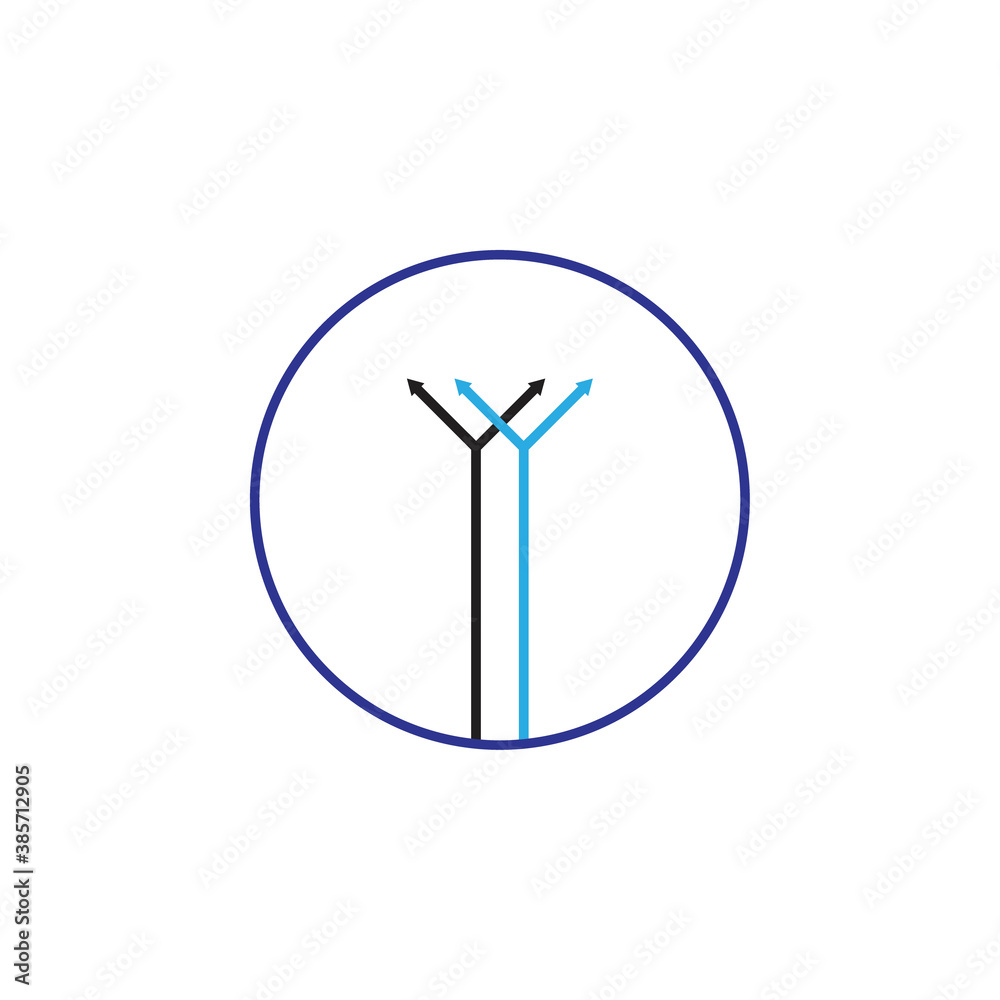 Twin Y letter with up arrow in circle logo design vector Twin Y letter with up arrow in circle logo design vector