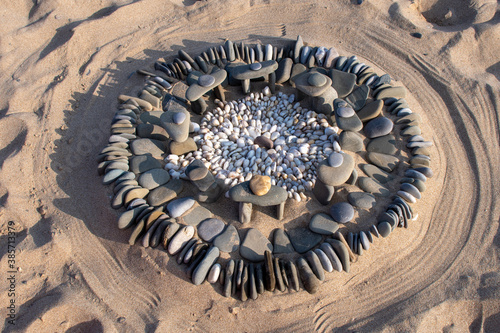 Sand castles built on beach