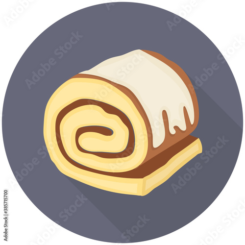 
Sponge roll filled with creamy chocolate known as swiss roll 
