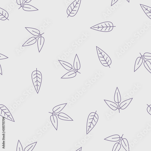 Simple and delicate seamless pattern of leaves on a light background.