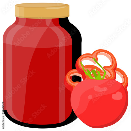 
Disposable bottle containing sauce known as tomato sauce 
