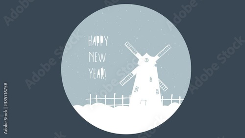 holiday animation, cute minimalistic videocard with winter atmosphere, looping animated card, christmas video, happy new year congradulations