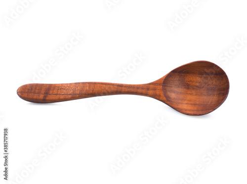Wood or wooden spoon isolated on White background