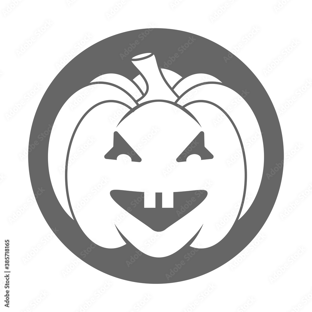 Simple Halloween scary pumpkin with funny face in flat style Simple Halloween scary pumpkin with funny face in flat style