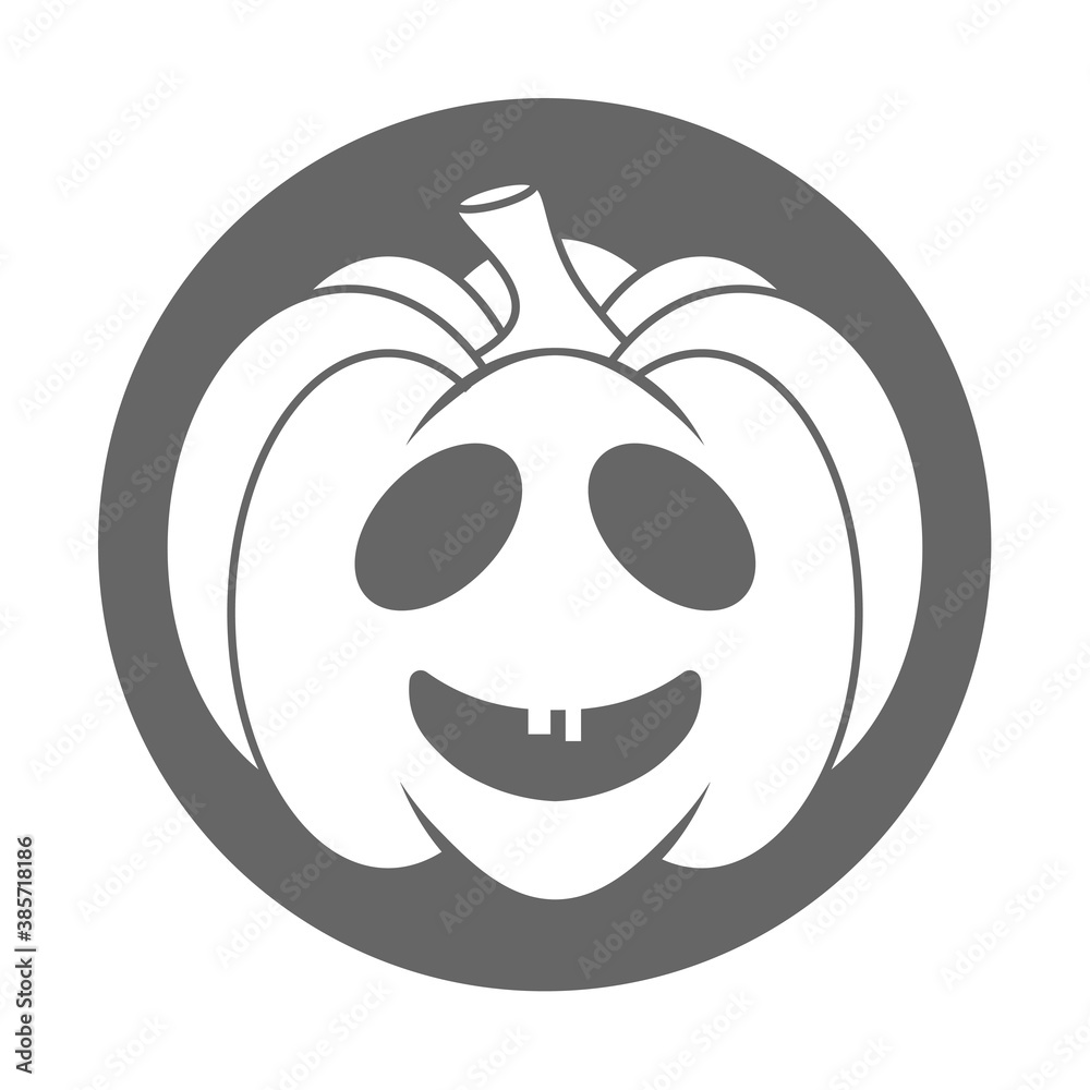 Simple Halloween scary pumpkin with funny face in flat style Simple Halloween scary pumpkin with funny face in flat style