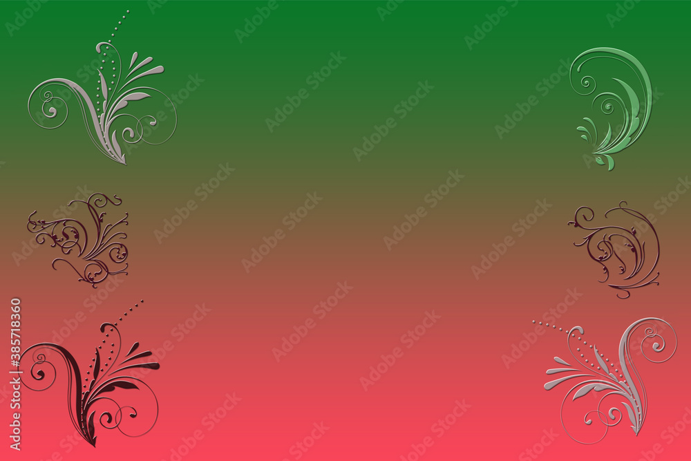 Rot und Grün farbiger Hintergrund mit Floral Muster, Illustration